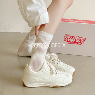 可爱的你秋季女鞋厚底小白鞋子女2025新款爆款休闲板鞋复古德训鞋
