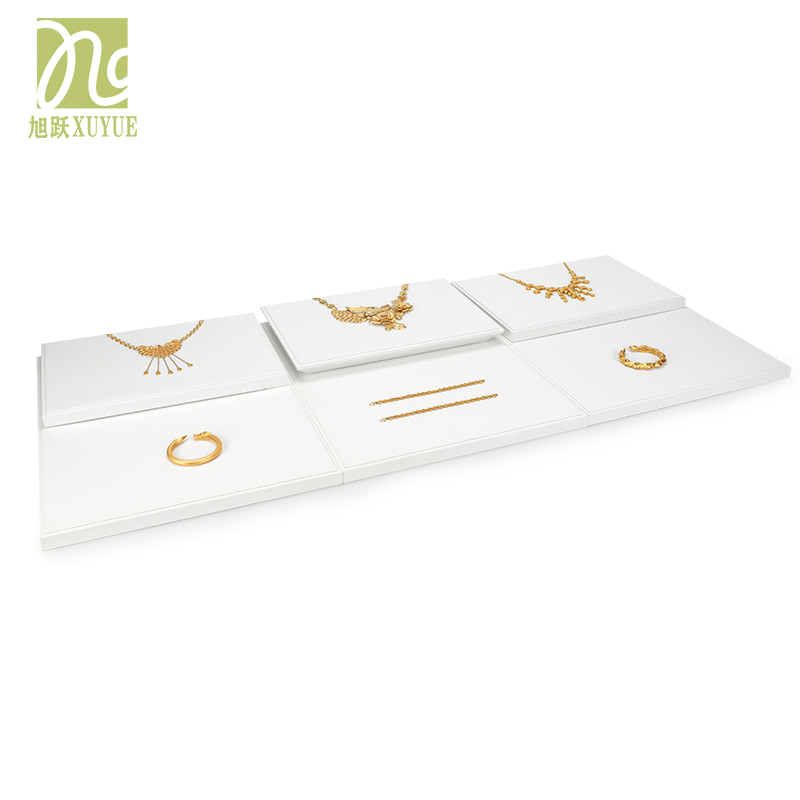 新款珠宝首饰展示底板白色拉丝皮革柜台平板增高板黄金陈列板定制