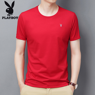 本命年圆领冰丝全棉短袖 男士 t恤半袖 汗衫 花花公子夏季 polo衫 薄款