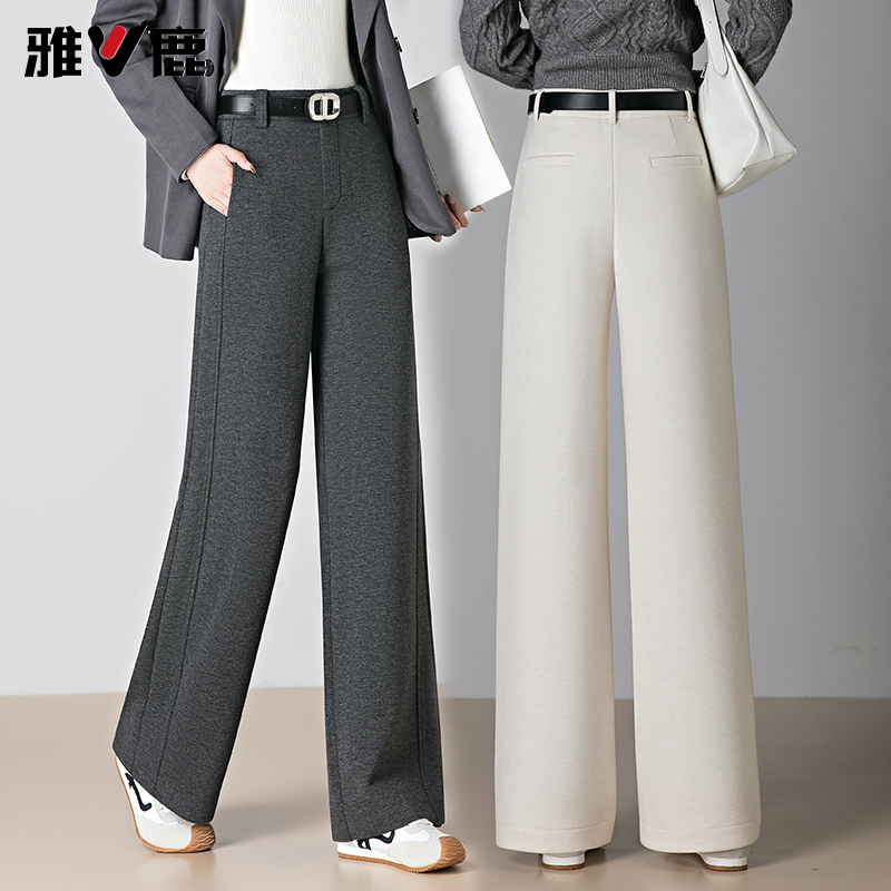 雅鹿羊绒毛呢阔腿裤女冬季加厚