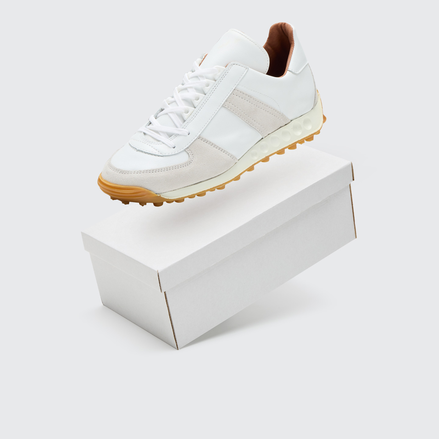 Reproduction Of Found 复古皮革运动休闲德训运动鞋1748SL-WHITE