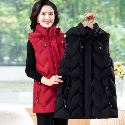 200斤外穿棉马甲女中长款中老年保暖坎肩秋冬大码马甲外套韩版