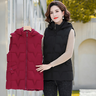 中老年人棉马甲女秋冬胖M妈妈装 宽松200斤坎肩保暖外套 加肥加大码