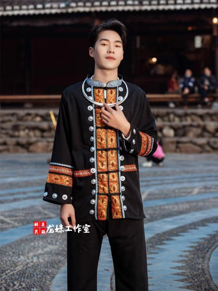 苗族服装土家族湘西贵州演出服男少数民族舞蹈服装苗家衣服舞台装