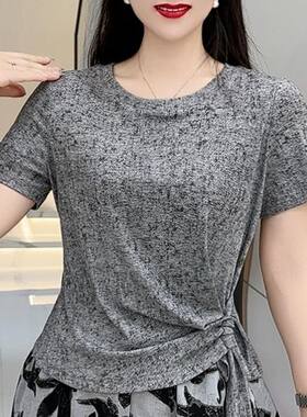 夏季圆领短袖T恤女妈妈装小衫潮