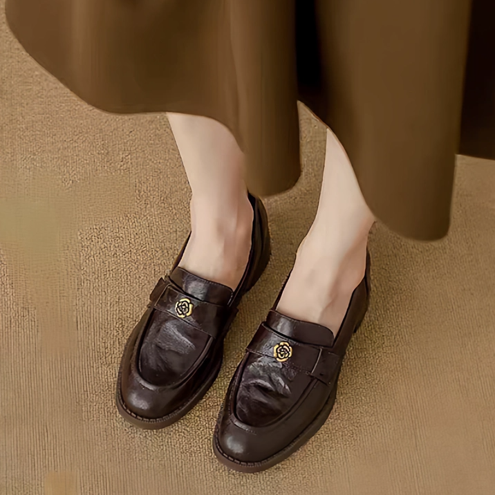 【意大利】黑色山茶花乐福鞋2026春秋新款英伦风一脚蹬厚底单鞋女,女鞋,乐福鞋（豆豆鞋）,淘宝优惠券,粉丝福利购,淘宝优惠卷