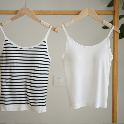棉质混纺自带bra舒服不勒吊带