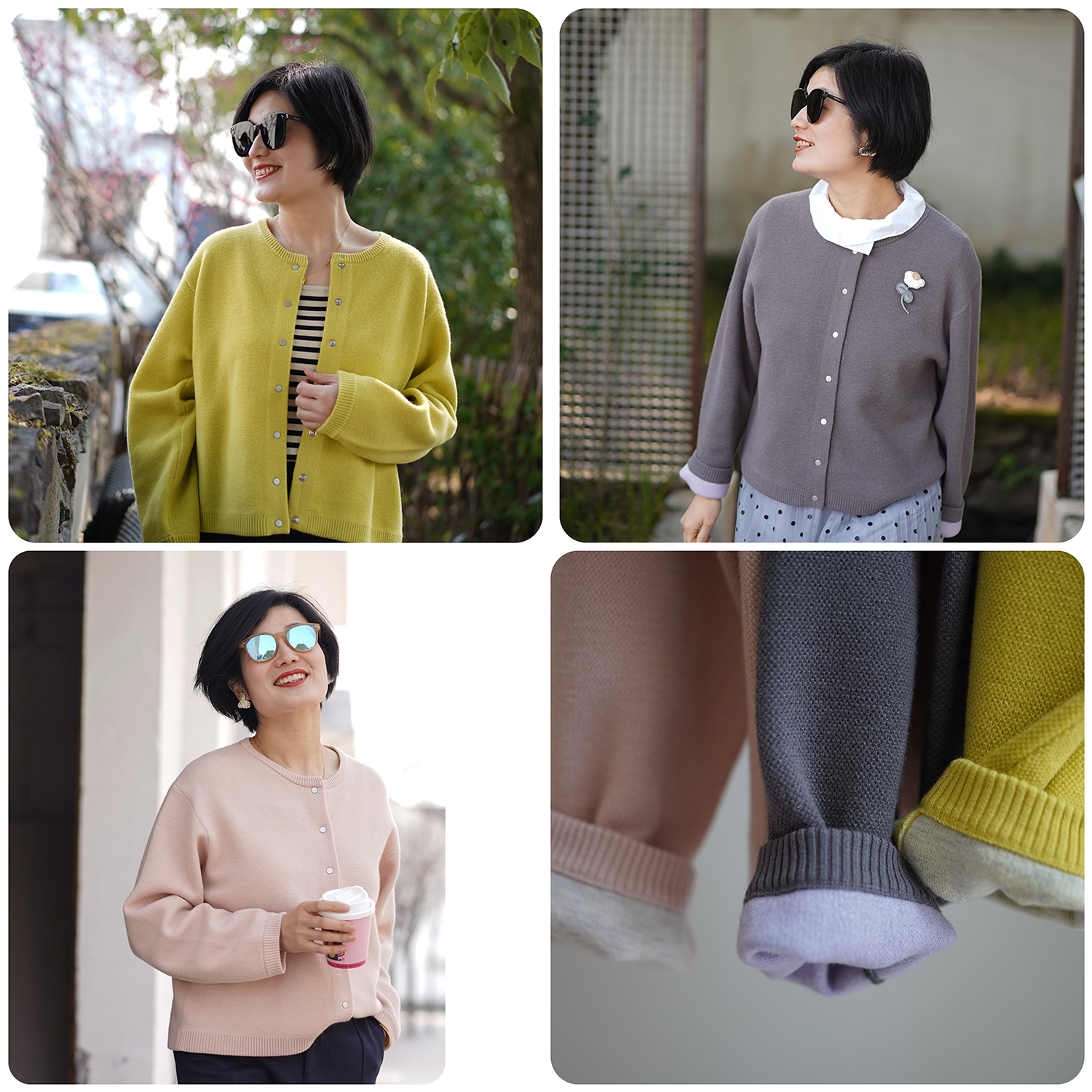 双面异色保暖极简风全羊毛开衫