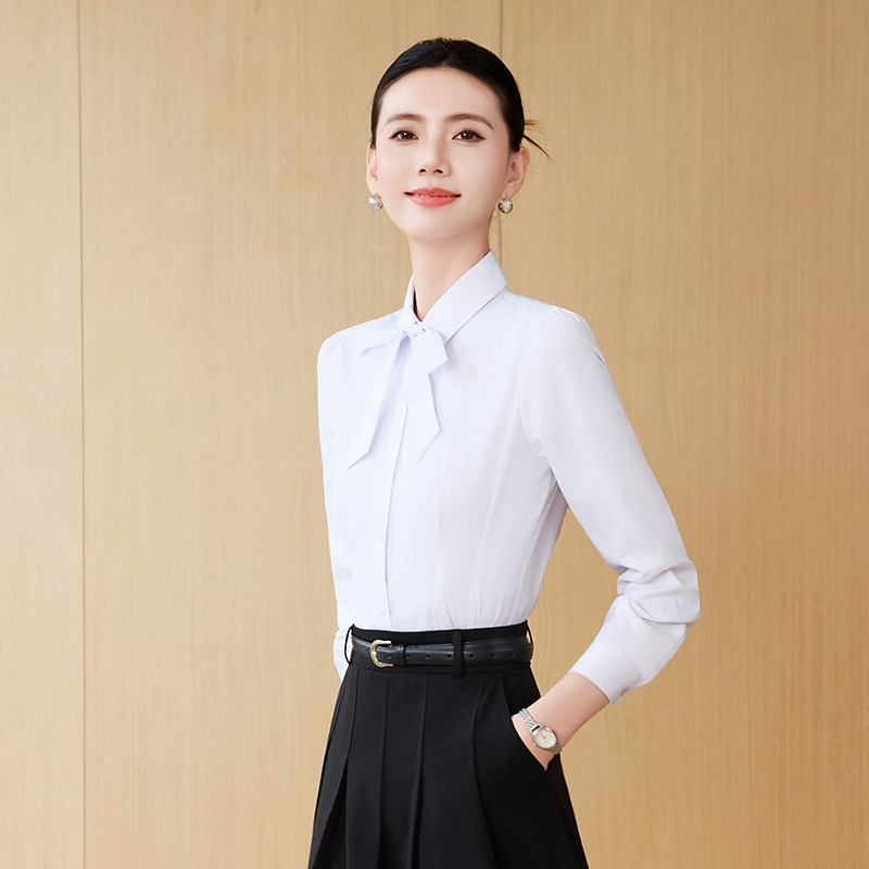 单件/套装职业长袖衬衫女春秋酒店前台接待珠宝店工作服通勤衬衣