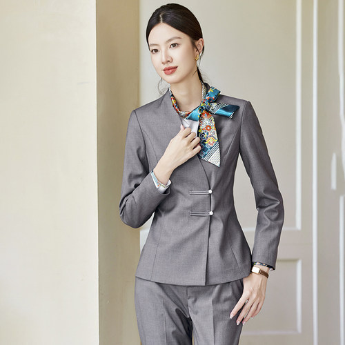 式盘扣女长袖西服外套