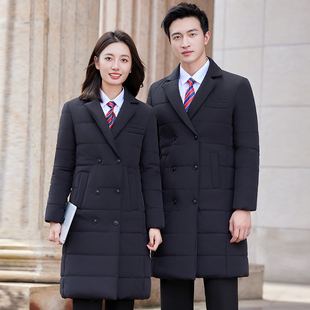 西装领外套棉服工作服男女行政职业棉衣双排扣冬前台接待工装棉袄