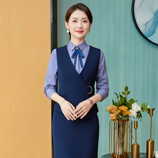 单件/套装马甲背心女前台服务员制服马夹通勤咖啡店收银职业工装