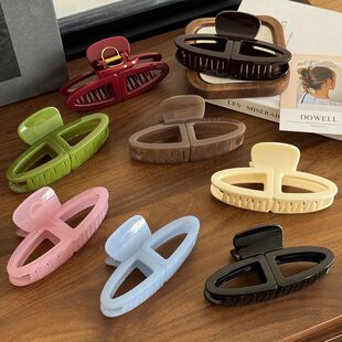 韩版 百搭大号抓夹高品质PC发夹高级感盘发鲨鱼夹果冻色简约发饰