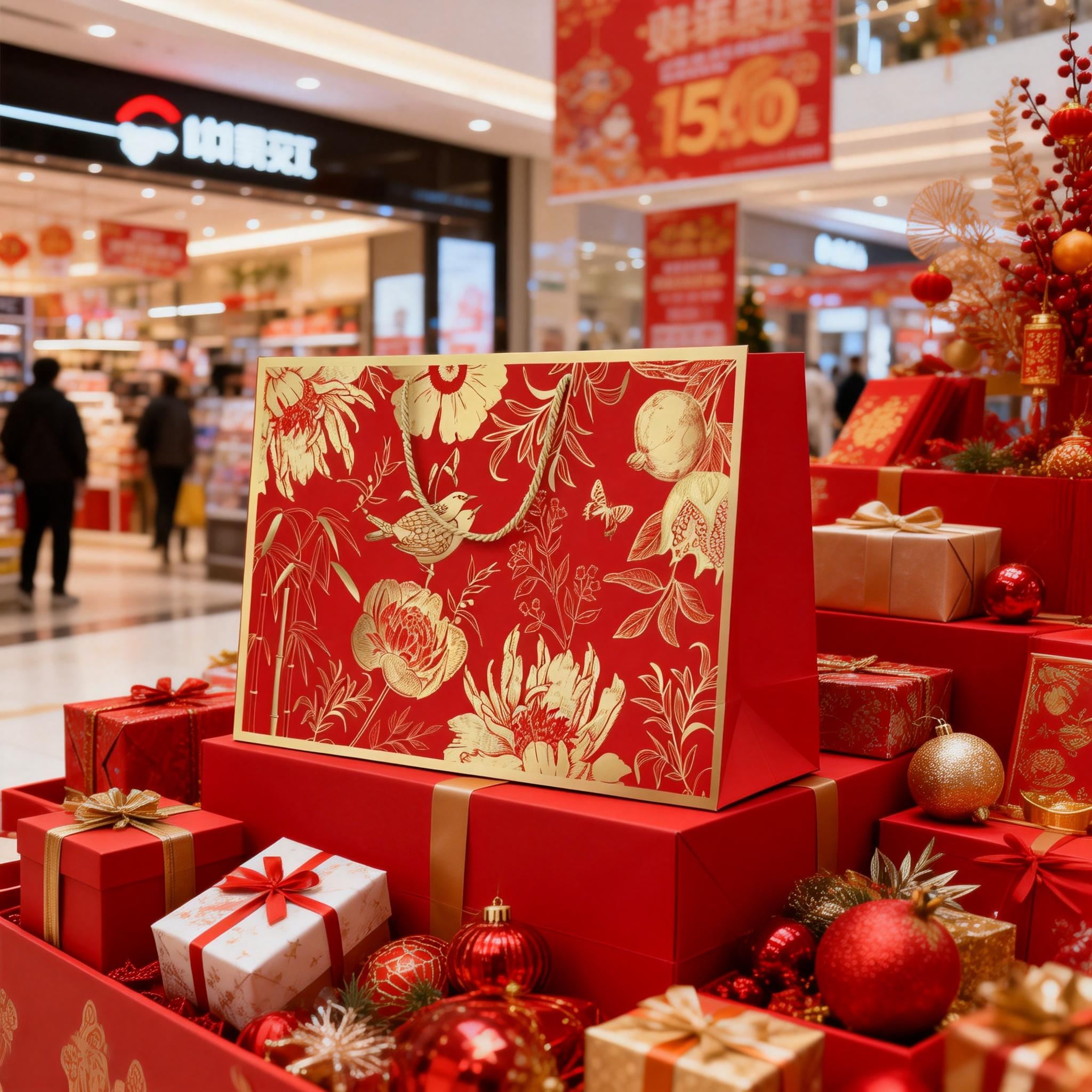 喜庆中式红礼品袋精美节日送礼超大尺寸手提袋结婚加厚伴手礼纸袋