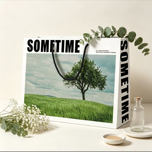 SOMETIME植物印花礼品袋大容量手提购物袋环保包装袋