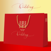 喜字高档礼品袋红色喜庆手提袋双喜临门结婚用品包装 袋子订婚喜事