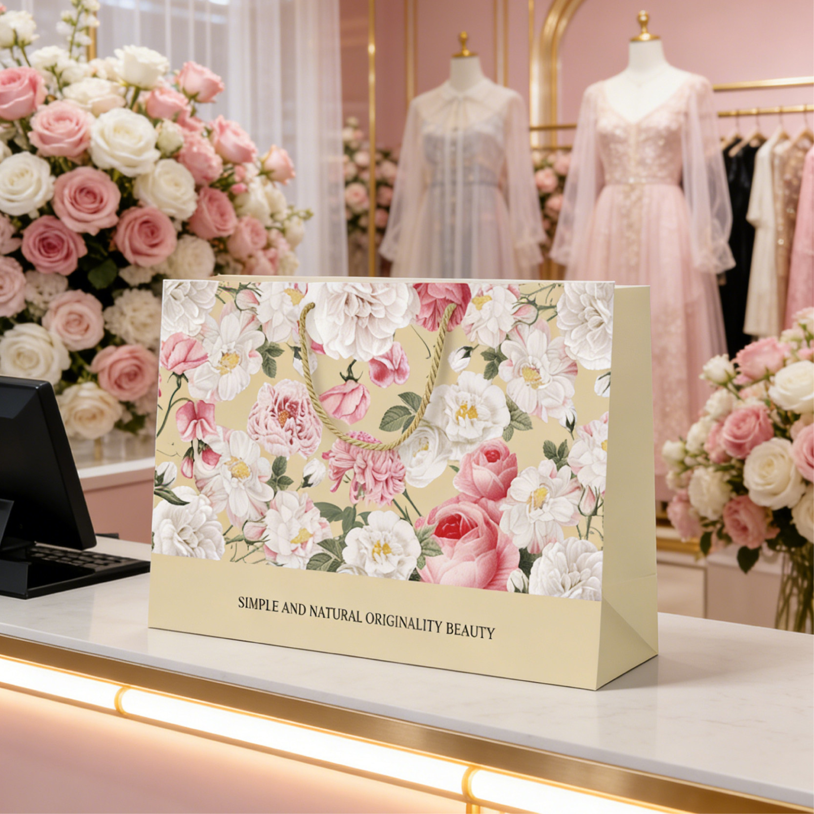 高档化妆品轻奢礼品袋高级感服装店手提袋精美送礼加厚包装纸袋子