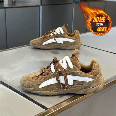 冬季男鞋2025新款加绒保暖二棉鞋男款学生百搭休闲厚底德训阿甘鞋