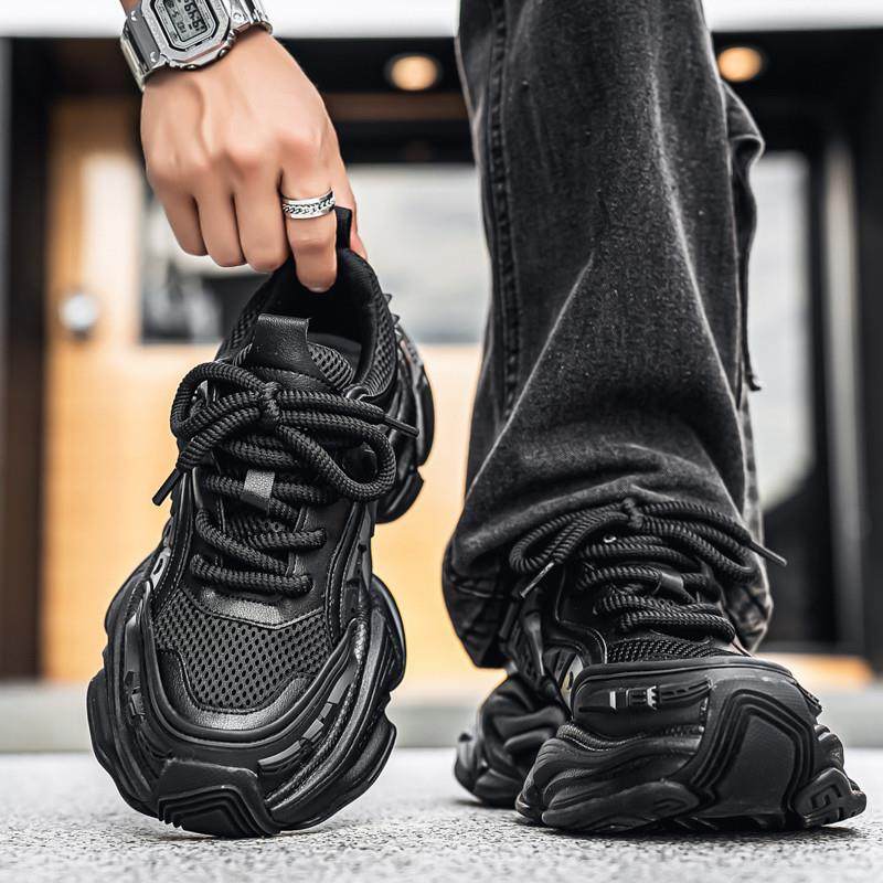 黑武士男鞋2025新款秋冬季厚底增高老爹鞋潮流百搭运动休闲跑步鞋,流行男鞋,时尚休闲鞋,淘宝优惠券,粉丝福利购,淘宝优惠卷
