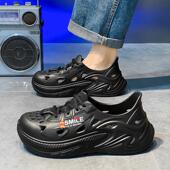 男生休闲运动沙滩洞洞鞋 外穿防滑厚底全包凉拖2025新款 男夏季 凉鞋