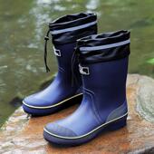 水鞋 雨鞋 高帮雨靴户外钓鱼洗车骑手工作胶鞋 加绒保暖二棉鞋 男夏季