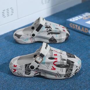 户外沙滩包头拖鞋 外穿防滑厚底踩屎感潮流运动凉鞋 男潮夏季 洞洞鞋