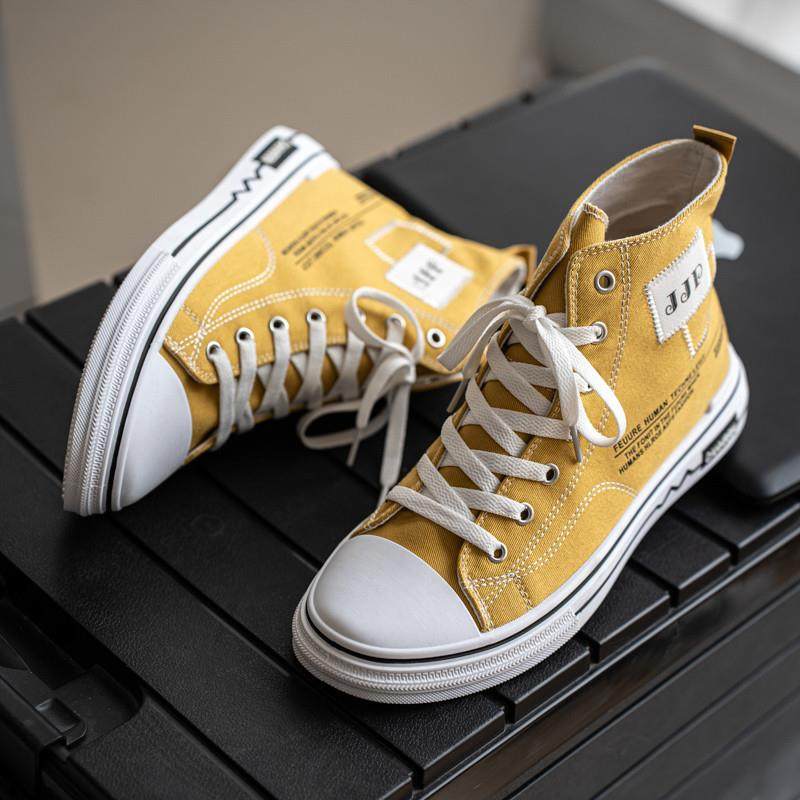 帆布鞋男秋季防滑厚底高帮布鞋青少年高级感小众百搭休闲运动板鞋,流行男鞋,帆布鞋,淘宝优惠券,粉丝福利购,淘宝优惠卷
