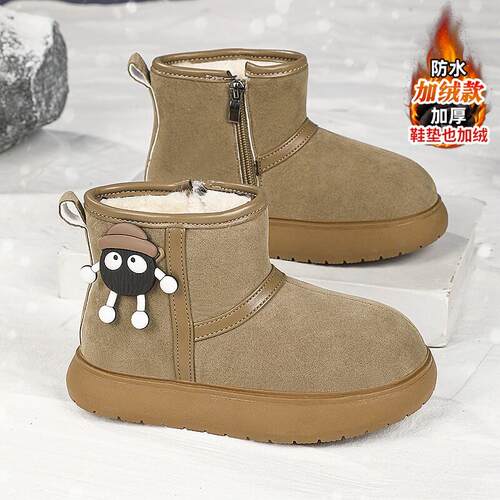 女童雪地靴冬季2025新款加绒加厚儿童棉鞋中大童防滑女款宝宝棉靴