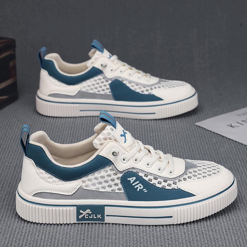 男鞋夏季2025新款透气薄款网面鞋一脚蹬运动轻便网眼镂空休闲 板