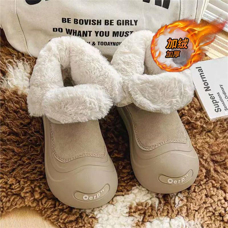 开口笑丑萌大头雪地靴男女冬季加绒加厚保暖皮毛一体棉鞋2025新款