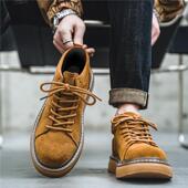 皮鞋 男鞋 户外休闲工装 夏季 青少年厚底增高百搭潮流马丁靴 2025新款