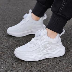 中大童白色男孩老爹鞋 男童鞋 皮面儿童运动鞋 秋冬2025新款 子小白鞋