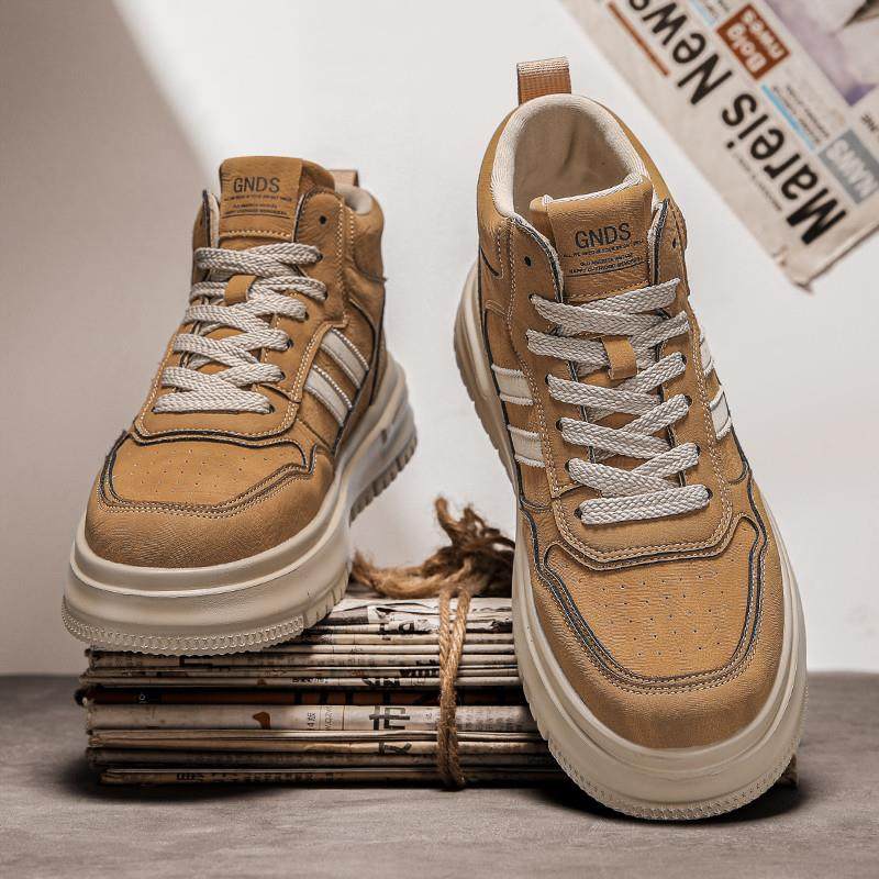 高帮男鞋秋冬季潮流复古休闲真皮板鞋男士2025新款运动工装马丁靴,流行男鞋,高帮鞋,淘宝优惠券,粉丝福利购,淘宝优惠卷