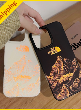New couple case for iPhone 13/14/15/16 Pro Max black/white casing trendy brand mountain cover Man