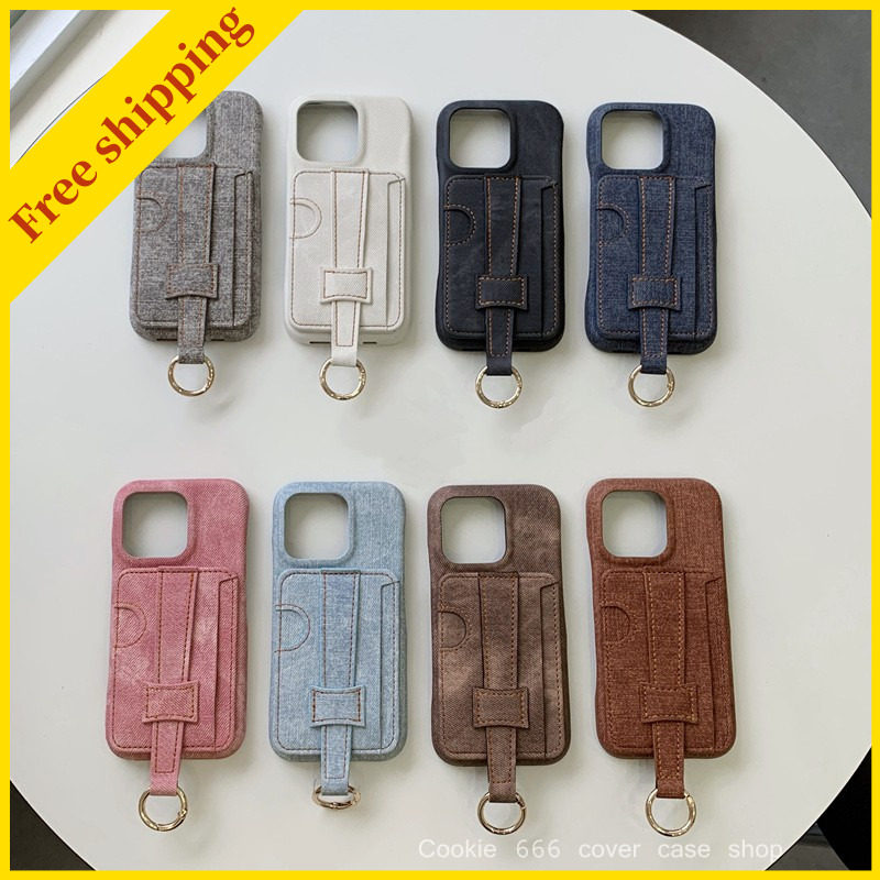 New for iPhone 12/13/14/15/16 Pro Max wristband phone cover case hard leather vogue casing woman