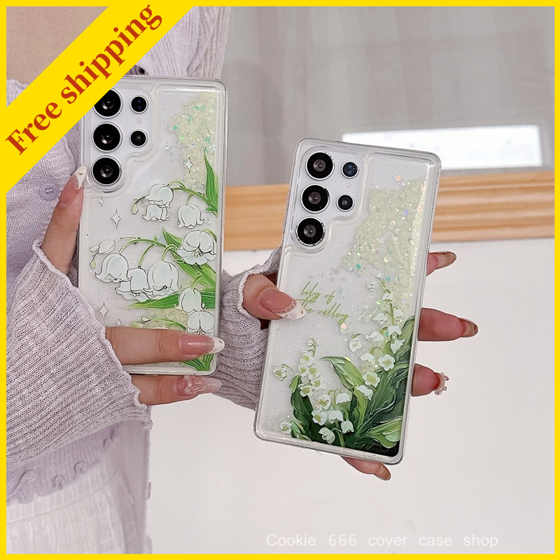 Night light phone cover case Samsung Galaxy S22 PLUS S23 Ultra casing S24 + S 25 Liquid green flower
