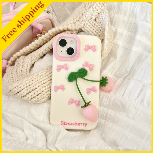 New 3d strawberry sweet girl Phone cover case cute fruit casing for iPhone 13/14/15/16 pro max