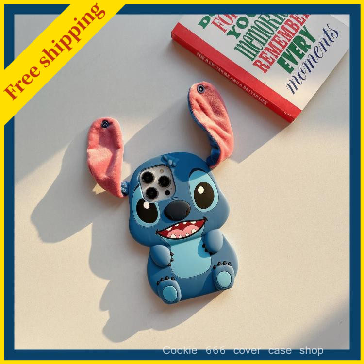 New disney cartoon iphone 11/12/13/14/15/16 pro max phone cover case cute Stitch soft blue casing