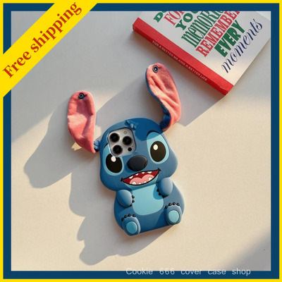 New disney cartoon iphone 11/12/13/14/15/16 pro max phone cover case cute Stitch soft blue casing