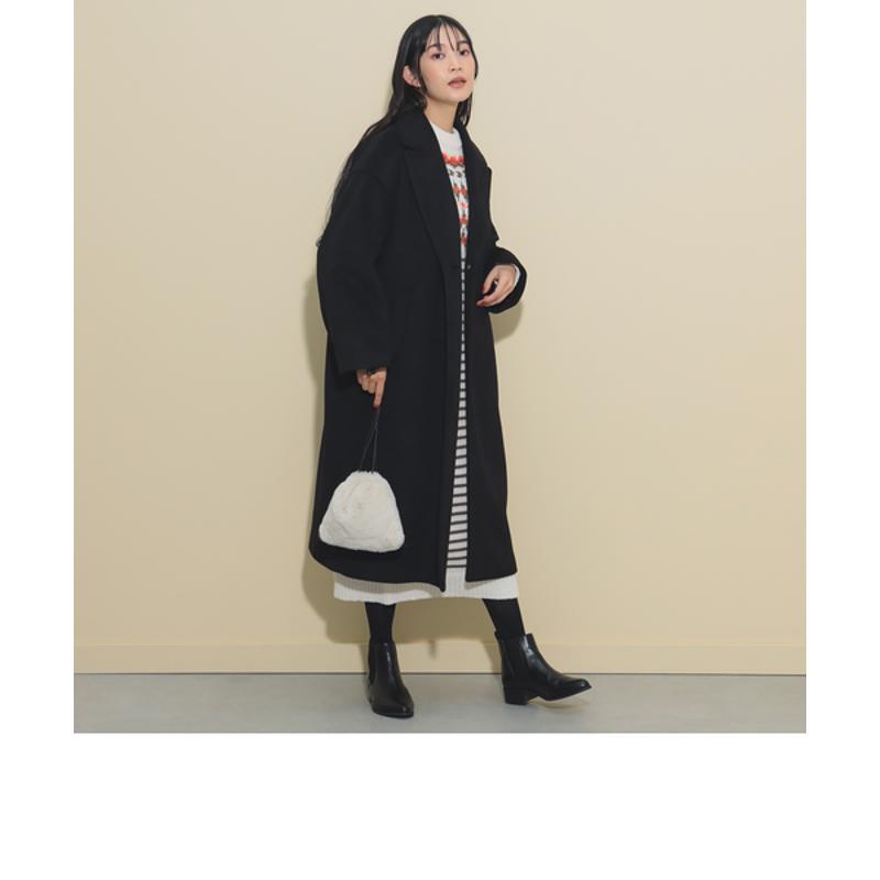 代购BEAMS女士大衣保暖防风长款毛呢冬季正式外套爆款简约