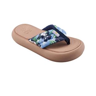 代购Quiksilver女士人字拖高反発柔软鞋垫轻便透气花卉图案厚底