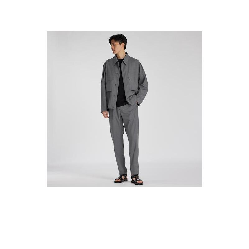 代购LANVIN浪凡男士休闲裤透气舒适直筒灰色办公休闲长裤百搭