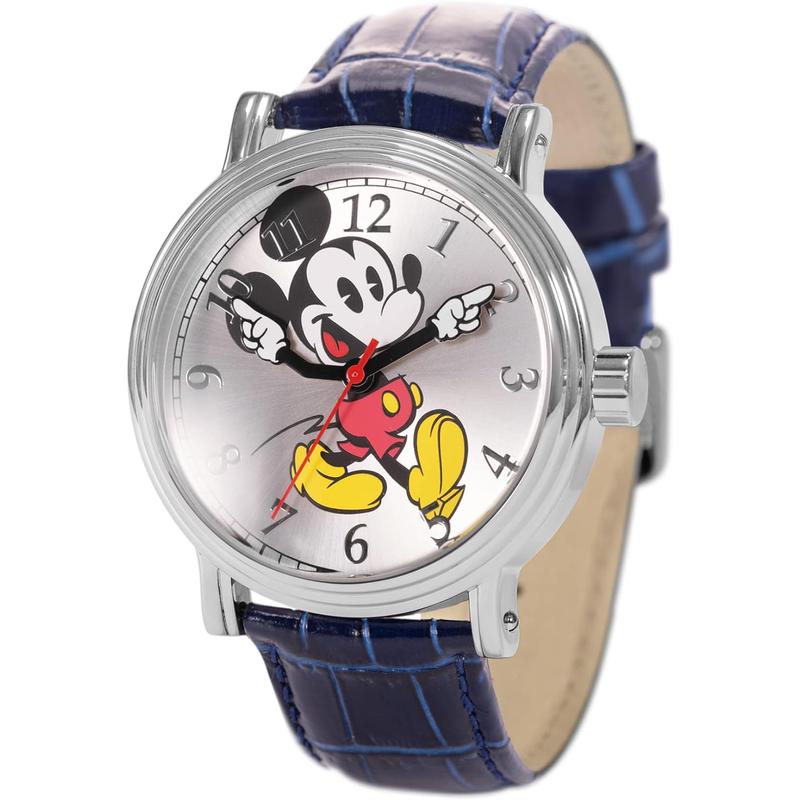 Disney/迪士尼Mickey Mouse机械表男款银边蓝皮带经典腕表