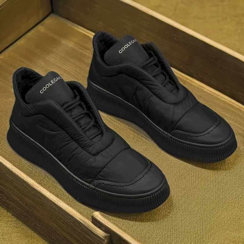 2025秋冬新款百搭潮流加绒棉鞋时尚休闲板鞋羽绒布男鞋保暖棉靴男,流行男鞋,棉鞋,淘宝优惠券,粉丝福利购,淘宝优惠卷