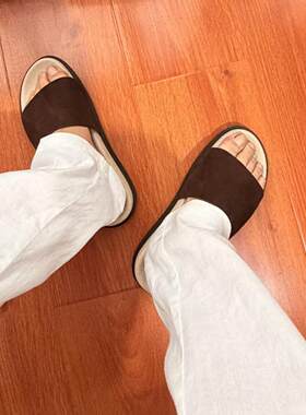 男士夏季老钱风厚底一字凉拖