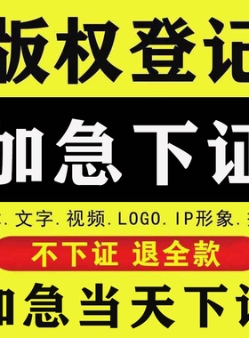 加急版权登记美术作品IP角色图片logo插画文字音乐视频著作权申请