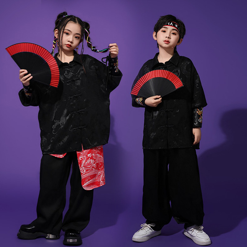 六一儿童演出服街舞潮服中国风男童国潮套装唐装女童爵士舞服装