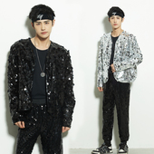 爵士舞蹈演出服亮片开衫 新款 闪片男装 街舞表演服装 外套 年会舞台装
