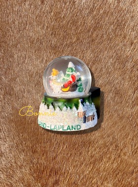 芬兰北极圈圣诞村绿色款雪花水晶球冰箱贴圣诞手信纪念品
