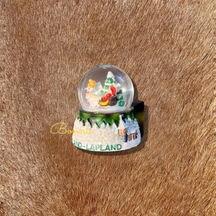 芬兰北极圈圣诞村绿色款 雪花水晶球冰箱贴圣诞手信纪念品